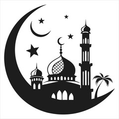  silhouette Ramadan image on white background