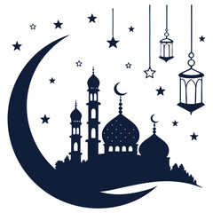  silhouette Ramadan image on white background