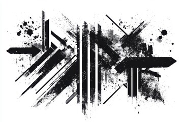 Bold grunge illustrations featuring dynamic charcoal lines, expressive hand-drawn arrows, and textured brush strokes for urban art enthusiasts and creative projects