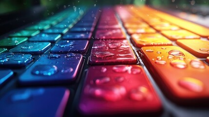 A vibrant, abstract composition featuring a grid of glossy,