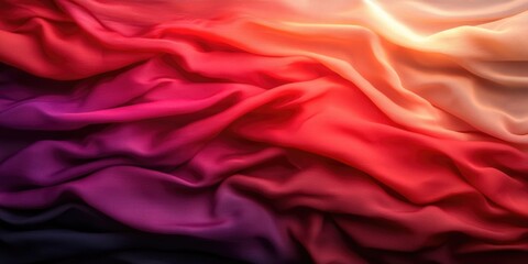 Obraz premium Vibrant multicolored gradient fabric with red, pink, and orange waves