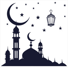  silhouette Ramadan image on white background