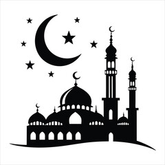  silhouette Ramadan image on white background