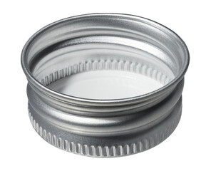 Aluminum bottle cap on isolated background, close up