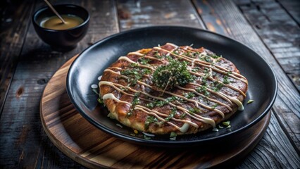 Savoring okonomiyaki with mayonnaise authentic japanese culinary delight at home food photography gourmet experience