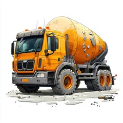 concrete mixer truck IOWIndustrial concrete mixer truck blank mockup with copy space and logotype space for construction site isolated on white. Heavy-duty cement mixer truck. Construction Vehicle Cem