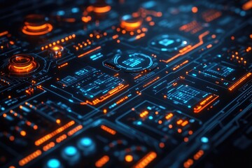 Obraz premium Close up shot of a computer circuit board with intricate details and components