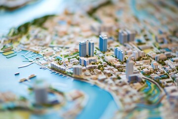 Obraz premium A small-scale model of a cityscape on a table top