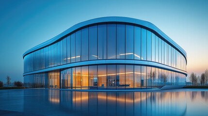 Obraz premium A modern architectural interior featuring sweeping,