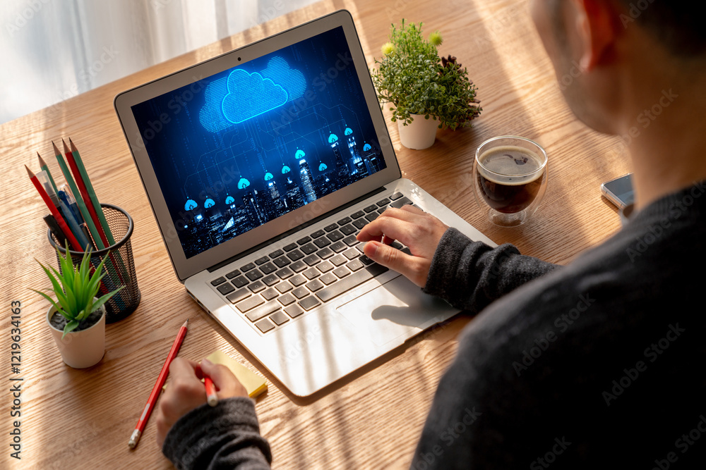 Poster cloud computing software for modish remote work and personal data storage