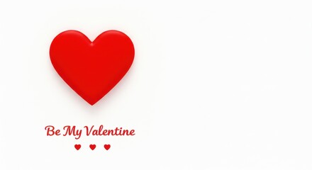 A simple Valentine's Day card with white background the card is adorned with a single red heart at the center beneath the heart the phrase Be My Valentine is written for greeting cards posters