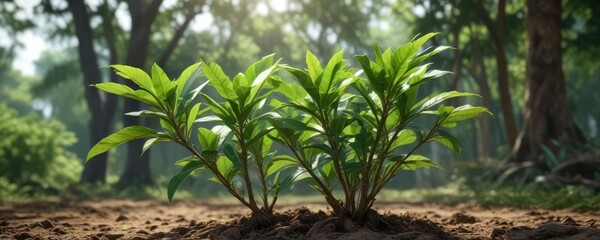 Obraz premium Green Alstonia scholaris foliage with emerging young shoots in the field , forest, green leaf, greenery