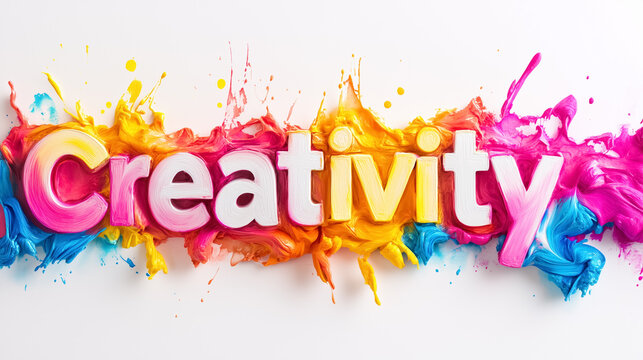 Vibrant watercolor and ink banner showcases an expressive Easter landscape, highlighting the word Creativity in colorful, hand-lettered typography that inspires imagination