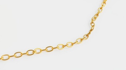 Golden chain with delicate filigree details on a pristine white background , high-end, details