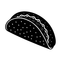 taco black silhouette vector, Simple silhouette Design vector icon with white background. Food vector