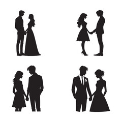 Valentine's Love Couple Silhouette Bundle Set Romantic Vector Collection