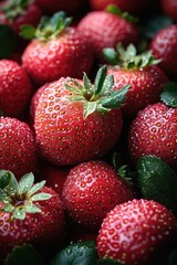 Fresh strawberries in a cluster