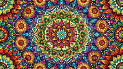 Geometric abstract design featuring vibrant colors and intricate patterns, pattern, design, art