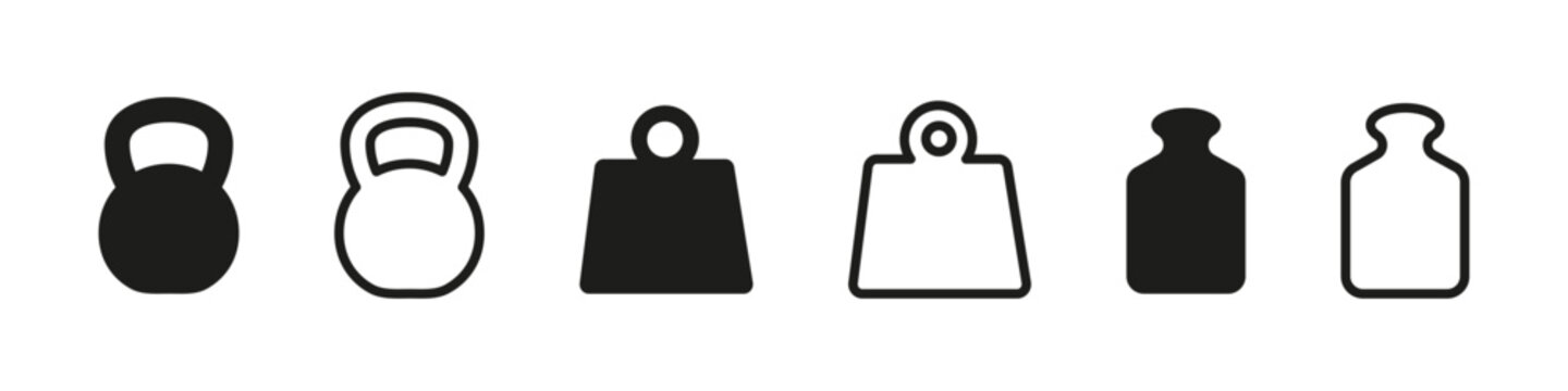 Weight icon. Weight mass vector set. Dumbbell isolated sign. Kg mass icon. Lb pound sign. Isolated weight set. Line design