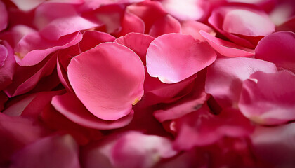 Obraz premium Valentine's Day background features a lush layer of rose petals in deep pink hues. Blurred for a soft effect, it creates a romantic wallpaper. Perfect for festive designs, valentines love themes
