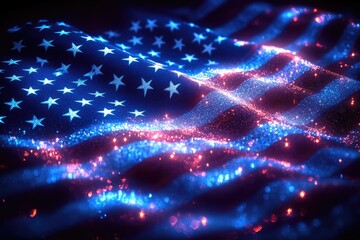 A detailed view of the American flag's stars and stripes, ideal for patriotic or national-themed uses