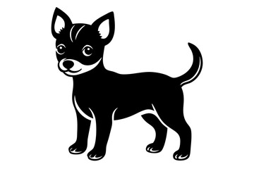 Baby Dog black silhouette vector, Simple silhouette Design vector icon with white background. Puppy silhouette 