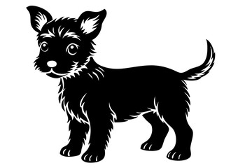 Baby Dog black silhouette vector, Simple silhouette Design vector icon with white background. Puppy silhouette 