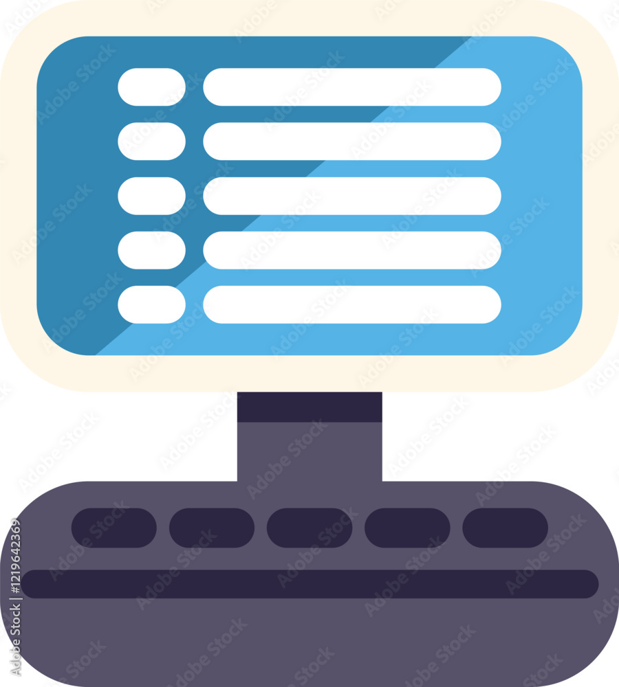 Poster desktop computer showing a list on its monitor, suggesting organization or task management