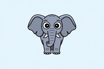 Fototapeta premium Adorable cartoon elephant with large ears and big eyes, standing upright.