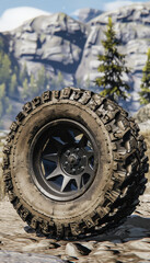 Obraz premium Off-Road Tires Adventure: Rugged Terrain Durability and Performance