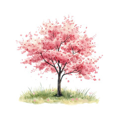 Fototapeta premium Pastel Spring Tree Clipart Vector Illustration