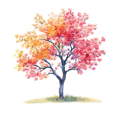 Obraz premium Pastel Spring Tree Clipart Vector Illustration