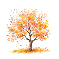 Fototapeta premium Pastel Spring Tree Clipart Vector Illustration