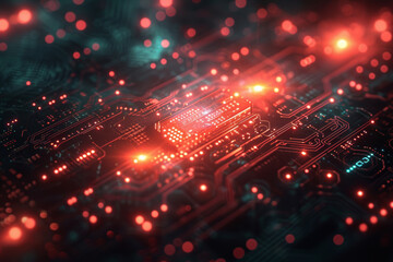 Obraz premium Futuristic Cyberpunk Technology Lines and Glowing Light Effects