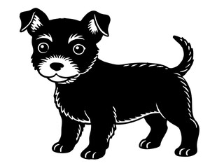 Obraz premium Baby Dog black silhouette vector, Simple silhouette Design vector icon with white background. Puppy silhouette 