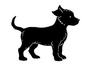 Baby Dog black silhouette vector, Simple silhouette Design vector icon with white background. Puppy silhouette 