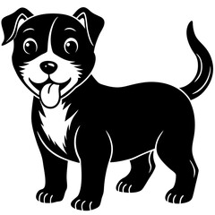 Baby Dog black silhouette vector, Simple silhouette Design vector icon with white background. Puppy silhouette 