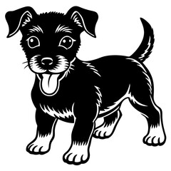 Baby Dog black silhouette vector, Simple silhouette Design vector icon with white background. Puppy silhouette 