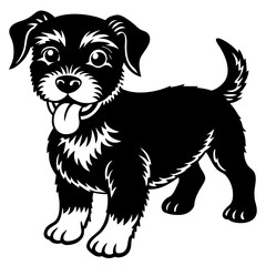 Baby Dog black silhouette vector, Simple silhouette Design vector icon with white background. Puppy silhouette 
