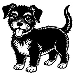 Baby Dog black silhouette vector, Simple silhouette Design vector icon with white background. Puppy silhouette 