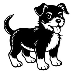Baby Dog black silhouette vector, Simple silhouette Design vector icon with white background. Puppy silhouette 