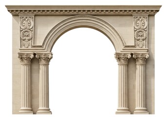 Naklejka premium A realistic and detailed stone archway with two ornate fluted columns on either side