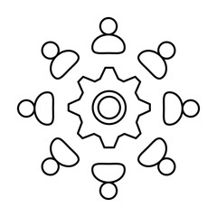 Team Collaboration with Gear Icon. Operations and Workflow Optimization Illustration for Teamwork Concept.