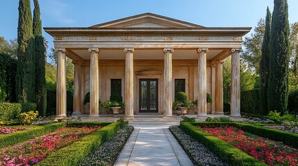 Obraz premium Garden of neoclassical pillars high resolution image
