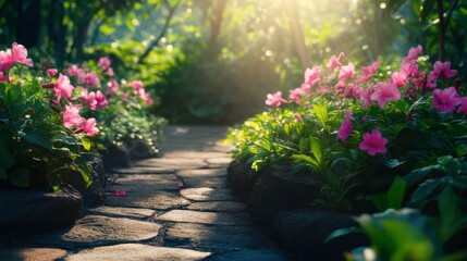 Lush Blooming Garden with Natural Lighting