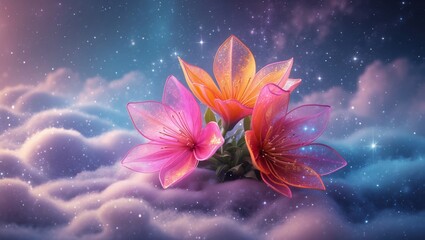 Cosmic bouquet of ethereal flowers