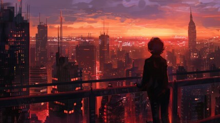 Introspective Solitude: Urban Twilight View from a Balcony for Creative Inspiration