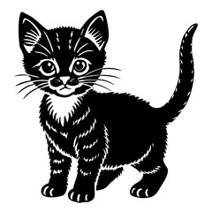 baby cat black silhouette vector, Simple silhouette Design vector icon with white background. Animal silhouette. pet animal 