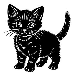 baby cat black silhouette vector, Simple silhouette Design vector icon with white background. Animal silhouette. pet animal 