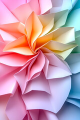 Abstract Rainbow Origami Flower Paper Craft: A Colorful Artistic Background